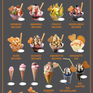 Wetterfestes Banner mit Eis zum Mitnehmen – grau-orange