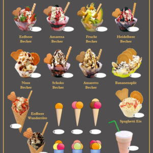 Wetterfestes Banner mit Eis zum Mitnehmen – grau, Ornamentrahmen