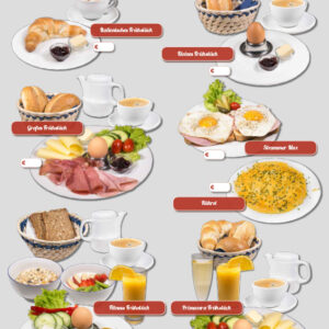 Wetterfestes Banner mit Frühstücksangeboten