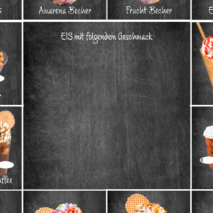 Erweiterung für Wandtafelset – Große Tafel mit „Eis mit folgendem Geschmack“ im Stil einer Kreidetafel