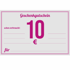 Gutschein zum Verschenken, Betrag in Höhe von 10 Euro