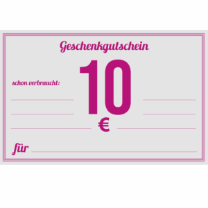 Gutschein zum Verschenken, Betrag in Höhe von 10 Euro