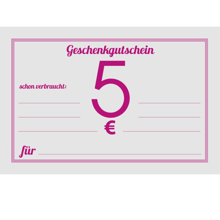 Gutschein zum Verschenken, Betrag 5 Euro