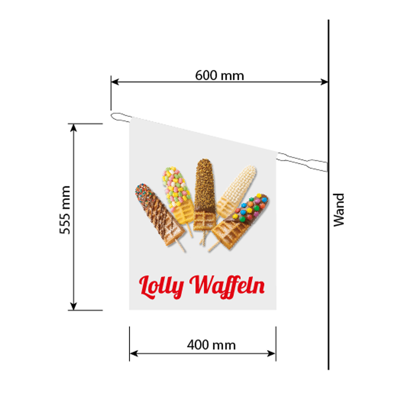 Fahne mit Lolly Waffel (Waffel am Stiel) Fahne mit Lolly Waffel (Waffel am Stiel)