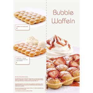 4-seitige Themenkarte mit Bubble Waffeln (Bubble Waffles)